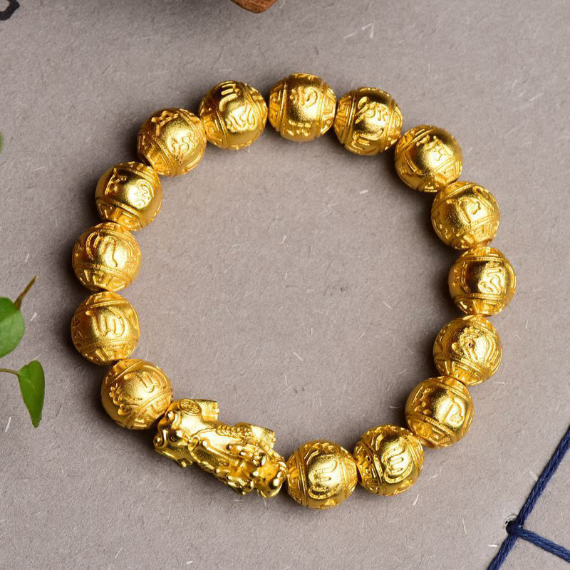 PiXiu Om Mani Padme Hum Carved Wealth Bracelet