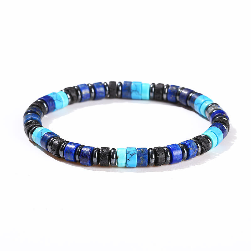Hematite Turquoise Lazurite Lava Rock Black Glitter Stone Support Bracelet