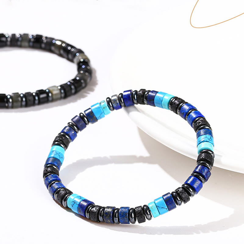 Hematite Turquoise Lazurite Lava Rock Black Glitter Stone Support Bracelet