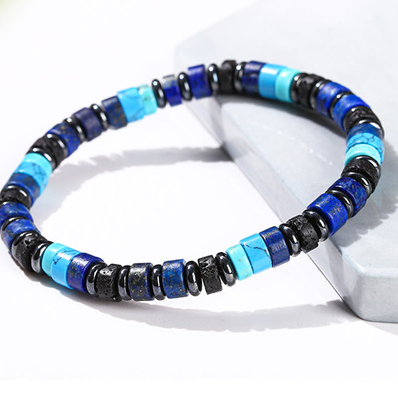 Hematite Turquoise Lazurite Lava Rock Black Glitter Stone Support Bracelet
