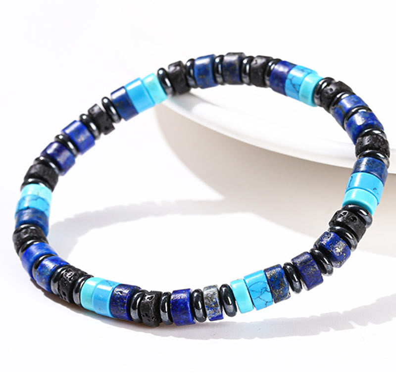 Hematite Turquoise Lazurite Lava Rock Black Glitter Stone Support Bracelet