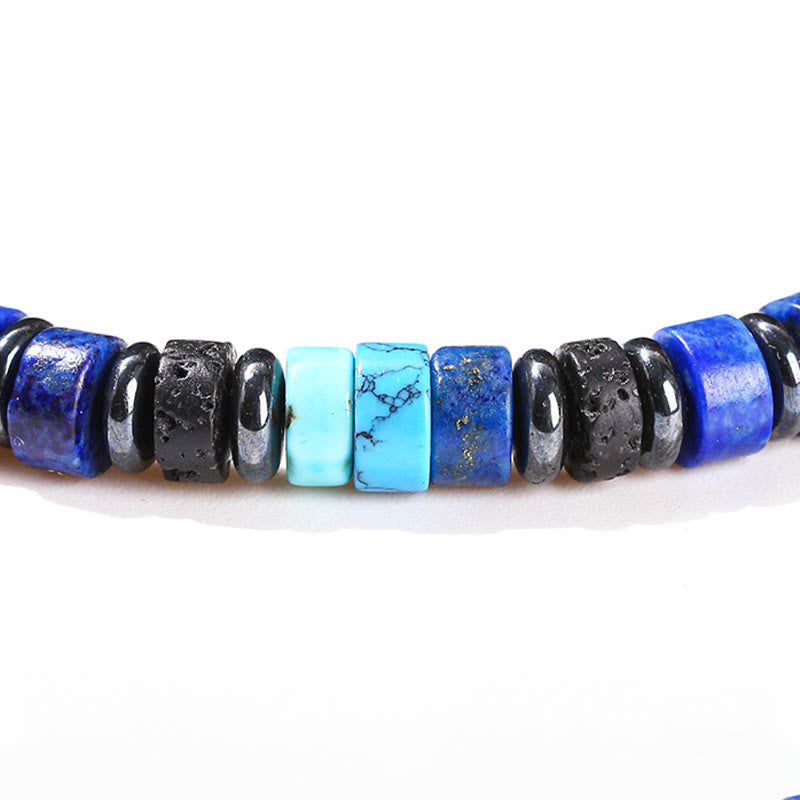 Hematite Turquoise Lazurite Lava Rock Black Glitter Stone Support Bracelet
