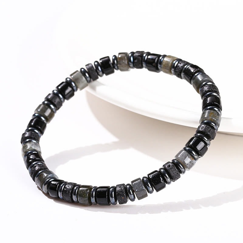 Hematite Turquoise Lazurite Lava Rock Black Glitter Stone Support Bracelet