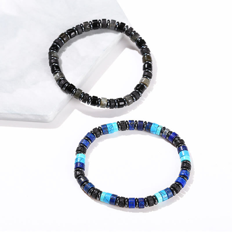 Hematite Turquoise Lazurite Lava Rock Black Glitter Stone Support Bracelet