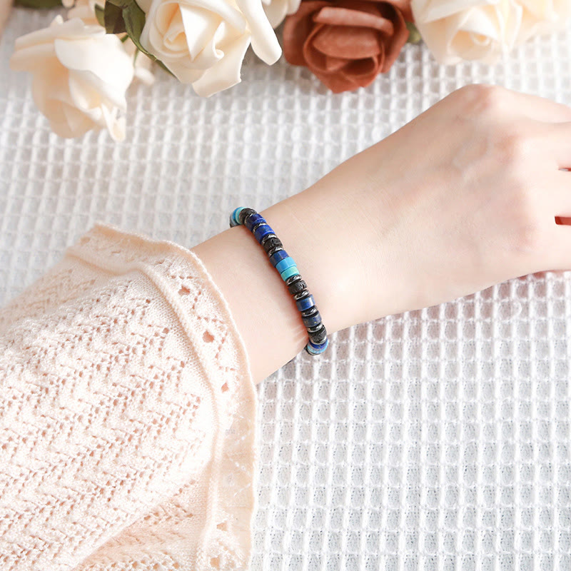 Hematite Turquoise Lazurite Lava Rock Black Glitter Stone Support Bracelet