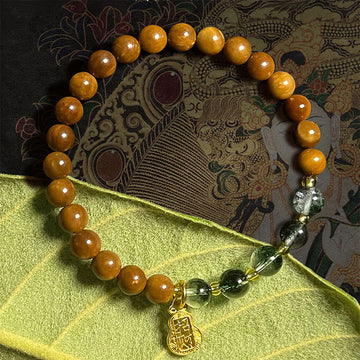 Kuka Seed & Assorted Crystal Beaded Energy Bracelet with Copper Accents