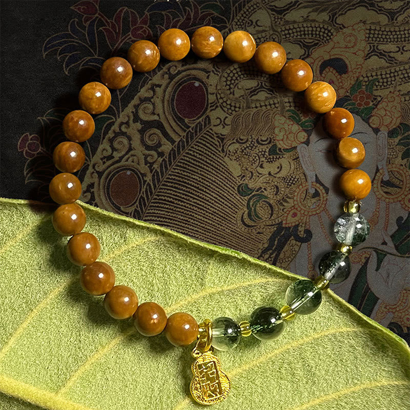 Kuka Seed & Assorted Crystal Beaded Energy Bracelet with Copper Accents