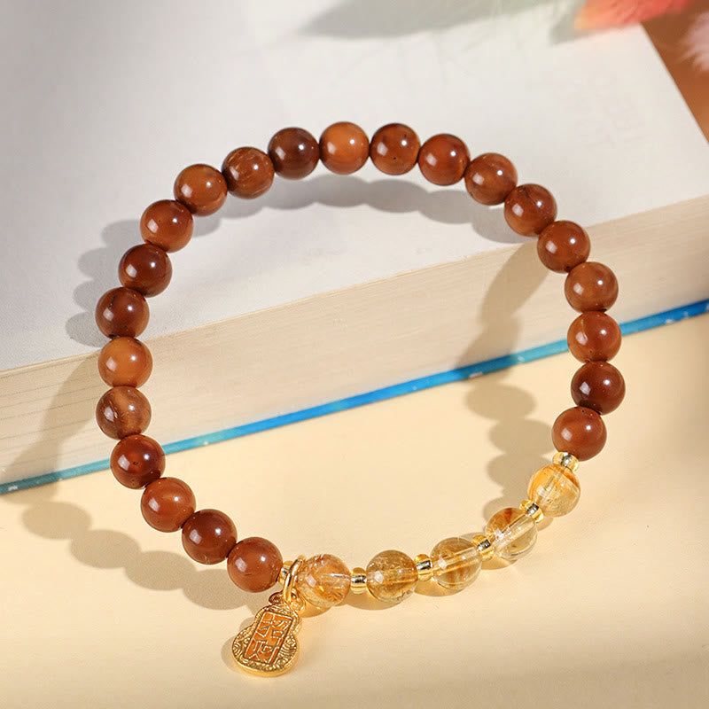 Kuka Seed & Assorted Crystal Beaded Energy Bracelet with Copper Accents