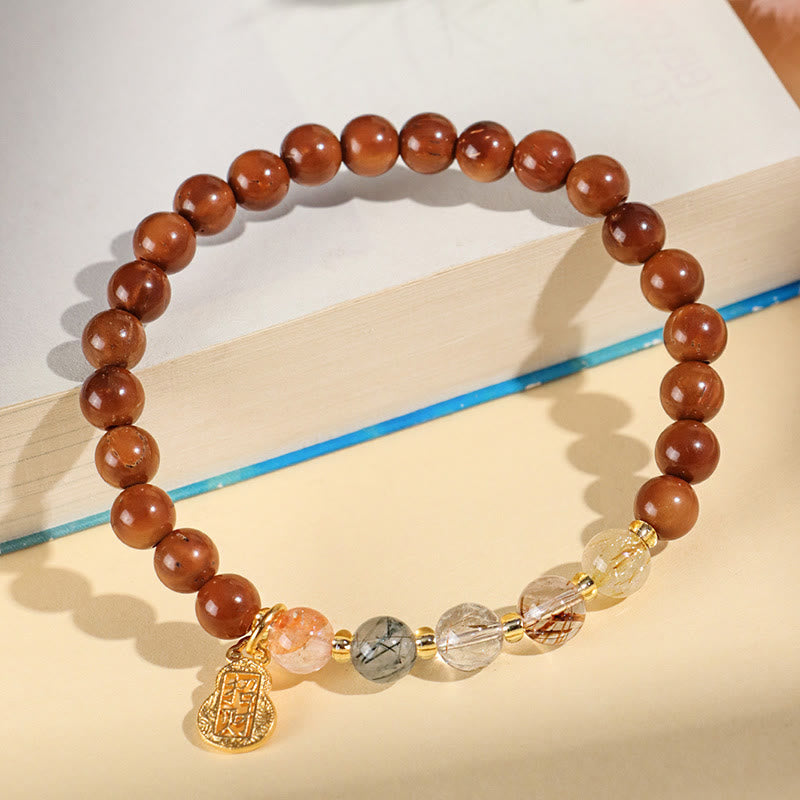 Kuka Seed & Assorted Crystal Beaded Energy Bracelet with Copper Accents