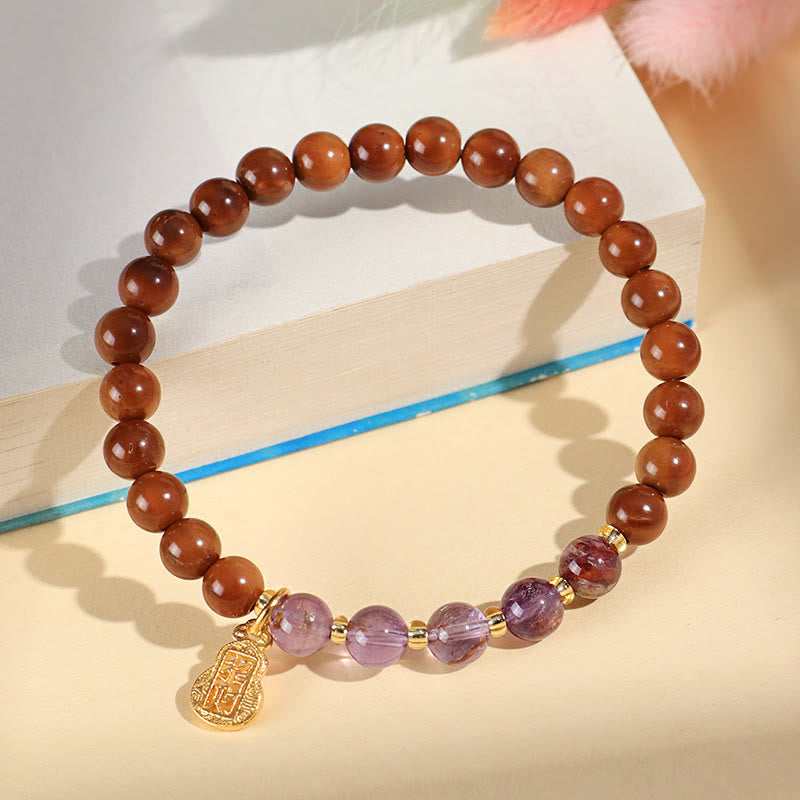 Kuka Seed & Assorted Crystal Beaded Energy Bracelet with Copper Accents