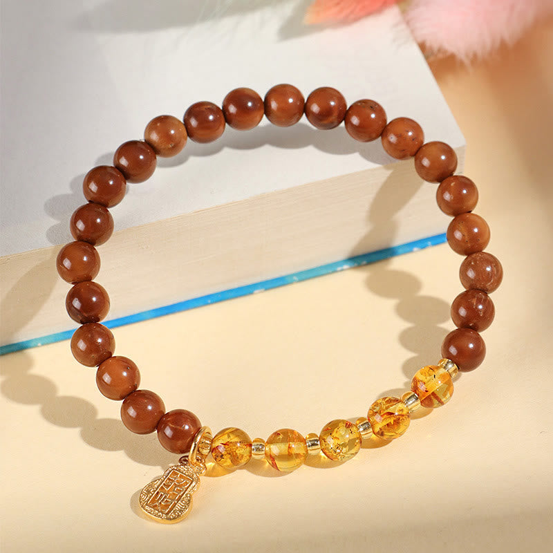 Kuka Seed & Assorted Crystal Beaded Energy Bracelet with Copper Accents
