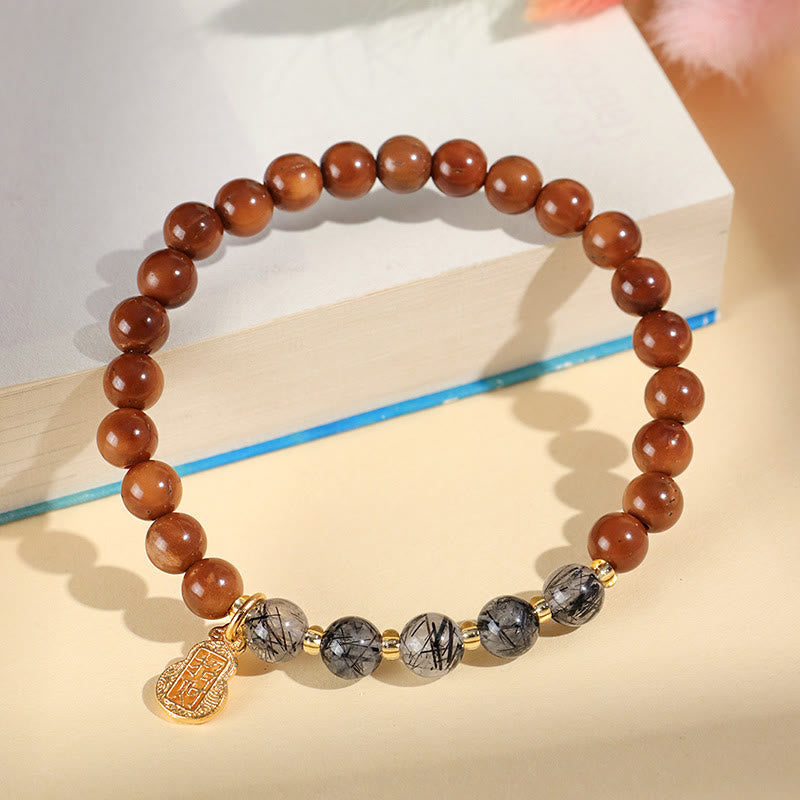 Kuka Seed & Assorted Crystal Beaded Energy Bracelet with Copper Accents