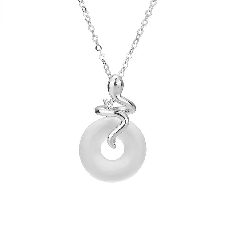 925 Sterling Silver Year Of The Snake Chalcedony Peace Buckle Positive Necklace Pendant