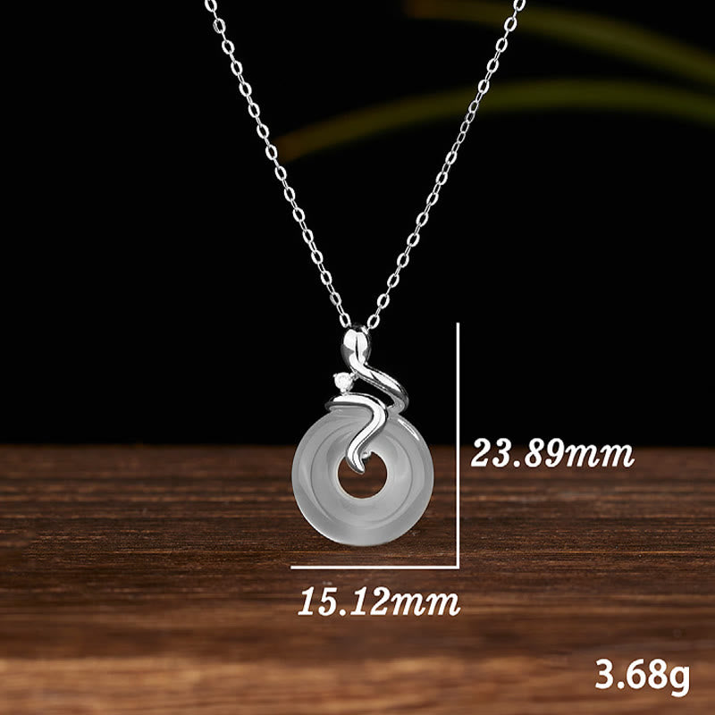 925 Sterling Silver Year Of The Snake Chalcedony Peace Buckle Positive Necklace Pendant