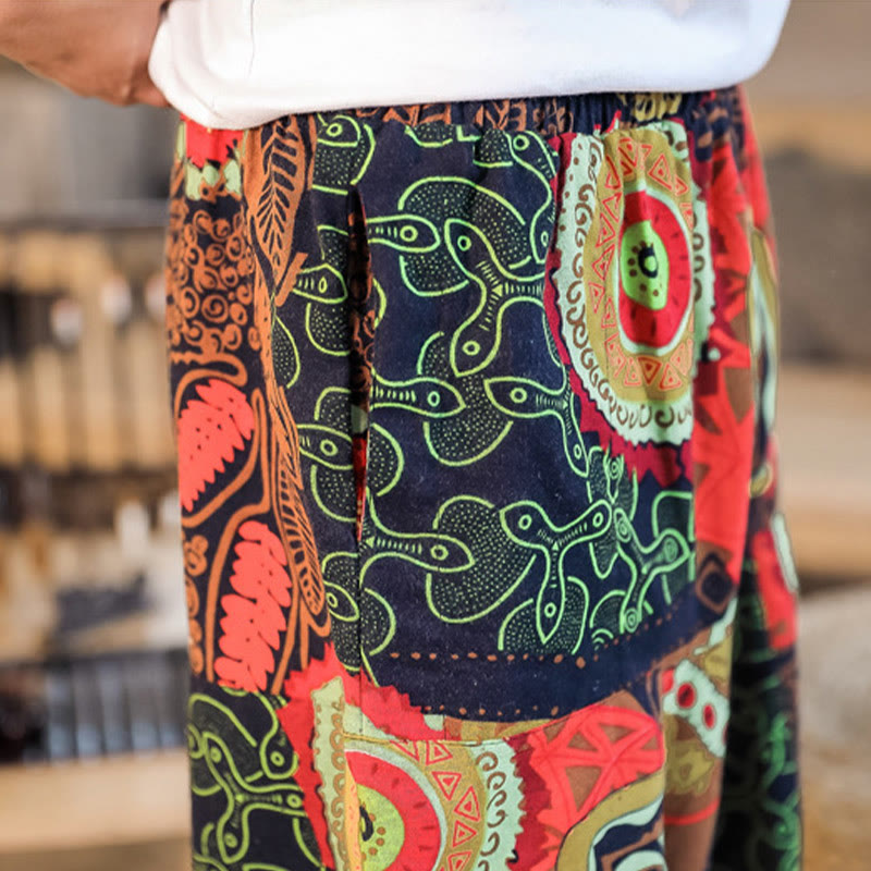 Cotton Leaf Print Unrestricted Meditation Harem Pants