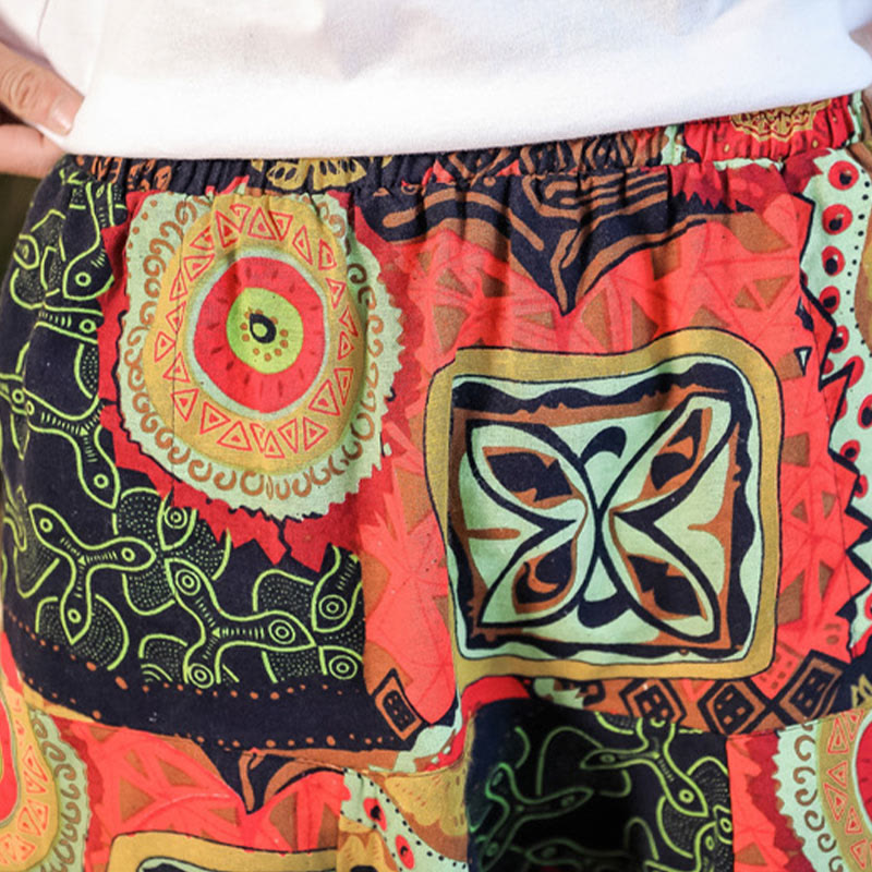 Cotton Leaf Print Unrestricted Meditation Harem Pants