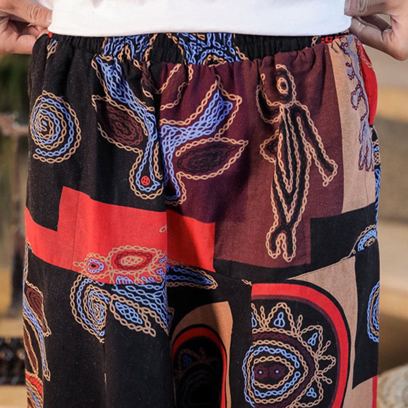 Breathable Cotton Grid Flower Print Mindful Movement Harem Pants