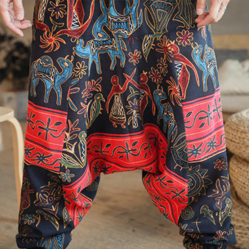 Breathable Cotton Camel Print Meditation Men's Harem Pants
