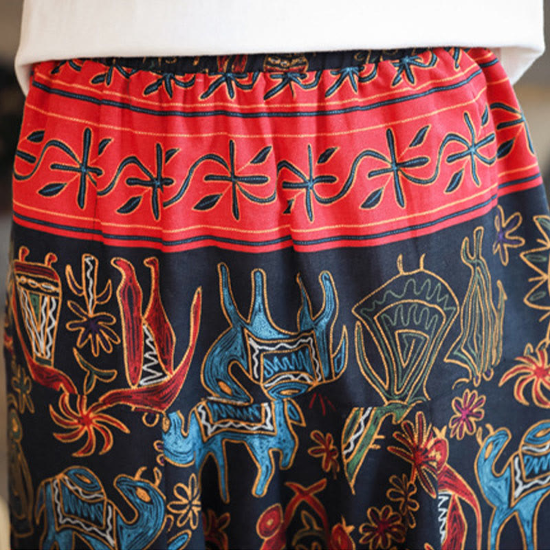 Breathable Cotton Camel Print Meditation Men's Harem Pants