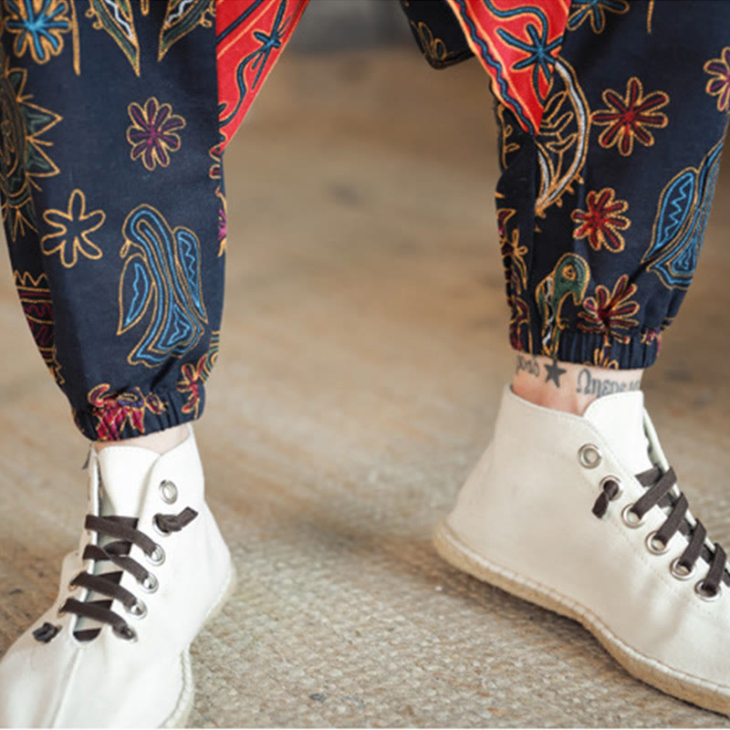 Breathable Cotton Camel Print Meditation Men's Harem Pants