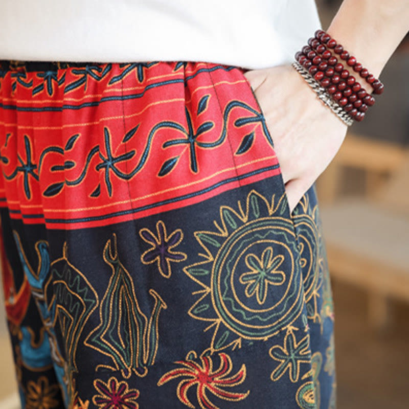 Breathable Cotton Camel Print Meditation Men's Harem Pants
