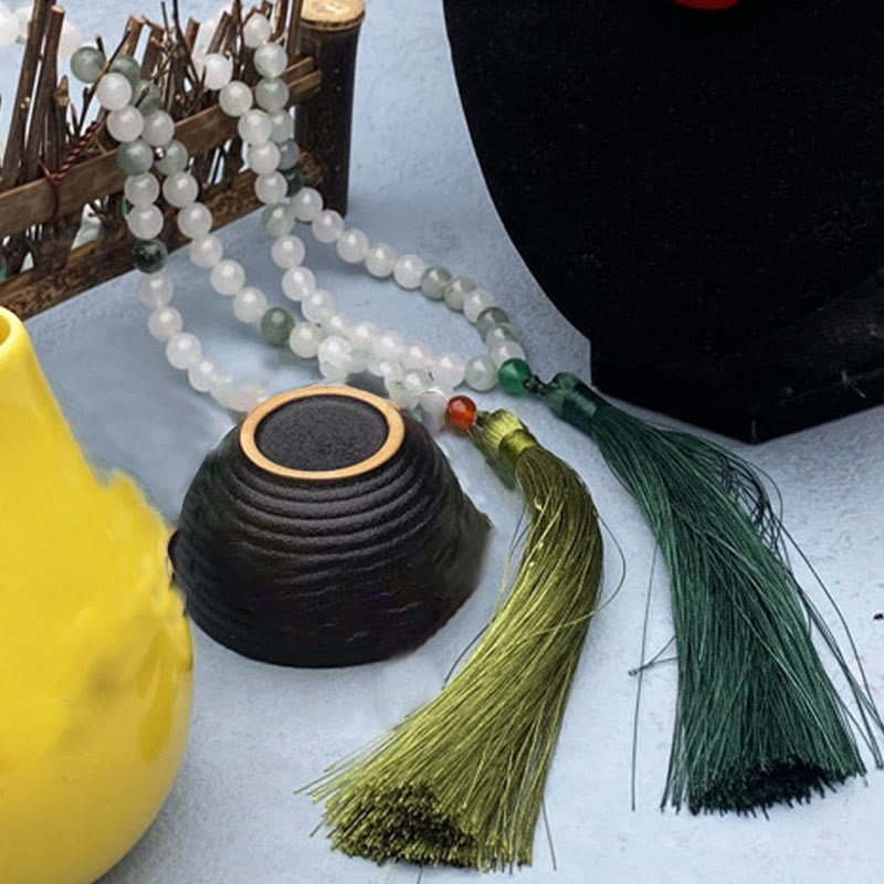 108 Mala Beads Natural Tianshan Jade Tassel Luck Bracelet