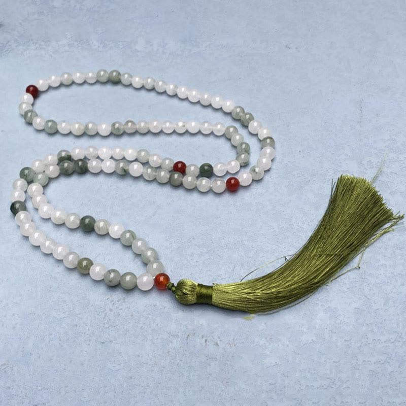 108 Mala Beads Natural Tianshan Jade Tassel Luck Bracelet