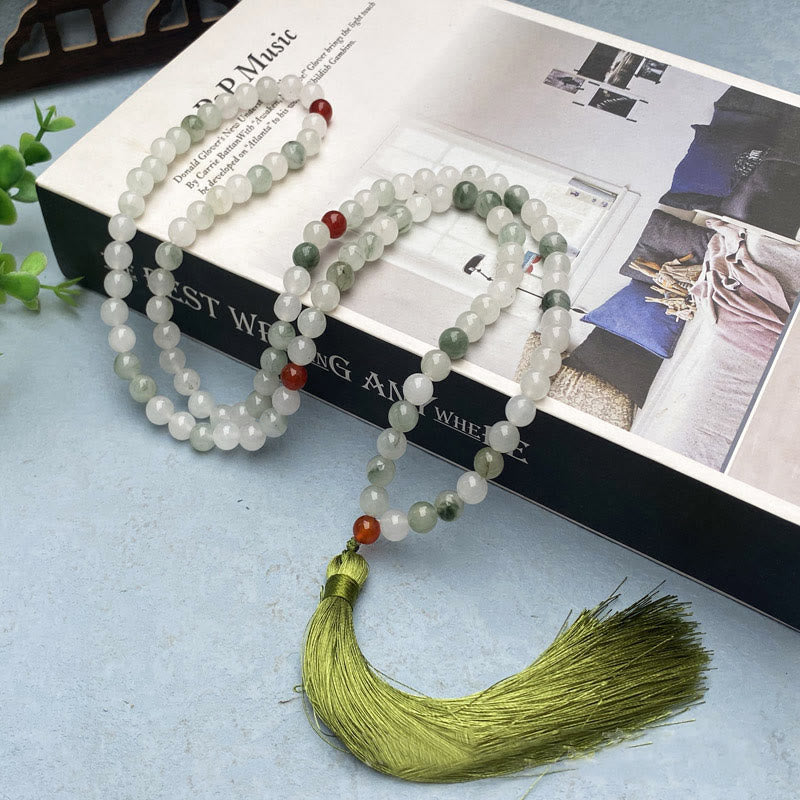 108 Mala Beads Natural Tianshan Jade Tassel Luck Bracelet