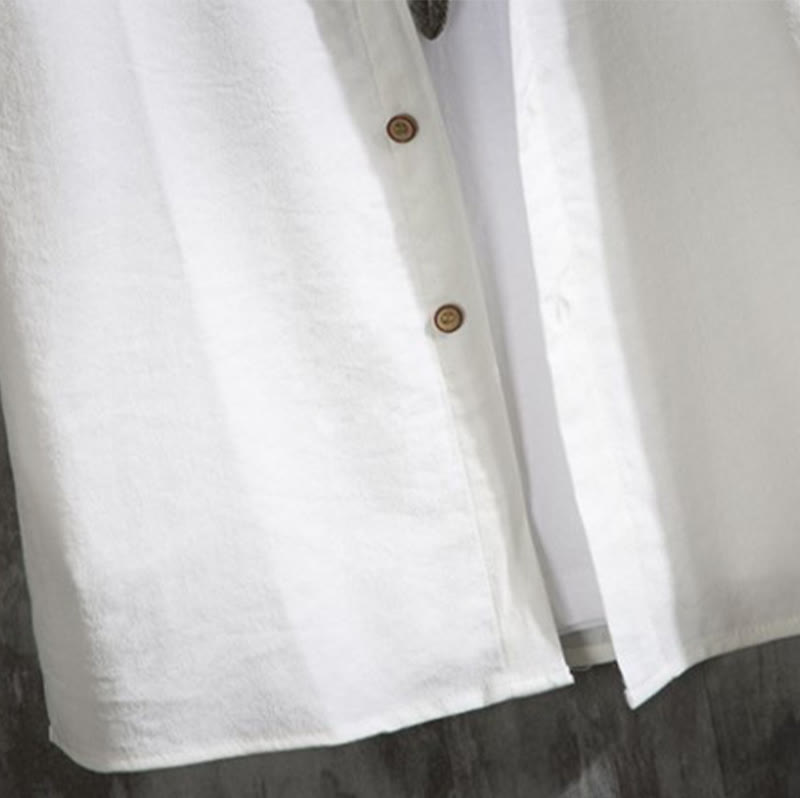 Casual Solid Color Front Button Three Quarter Sleeves Men's Shirt