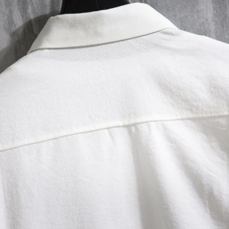 Casual Solid Color Front Button Three Quarter Sleeves Men's Shirt