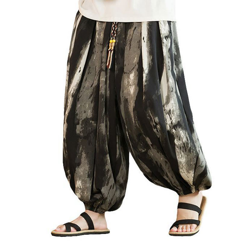 Ink Gradient Cotton Linen Meditation Harem Pants