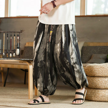Ink Gradient Cotton Linen Meditation Harem Pants