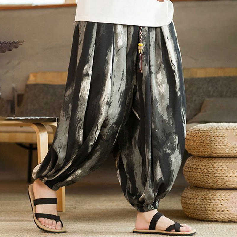 Ink Gradient Cotton Linen Meditation Harem Pants