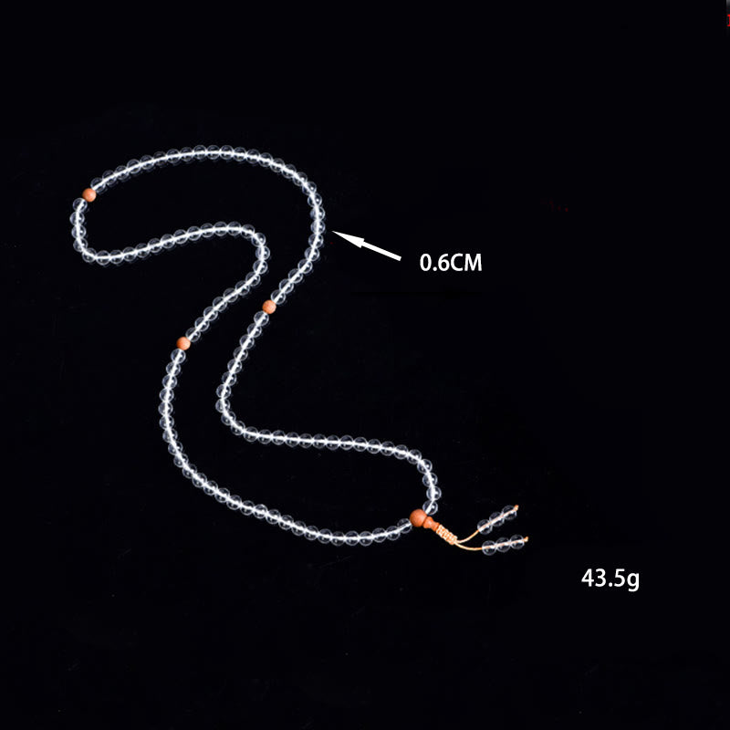 108 Mala Beads Natural Stone White Crystal Sandalwood Healing Bracelet