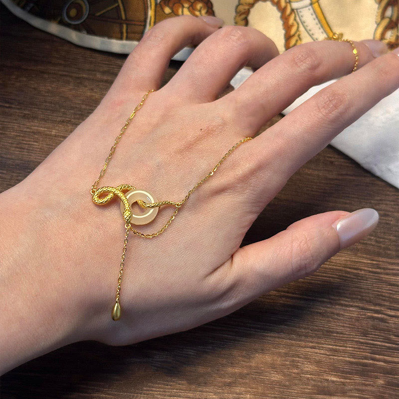 Chalcedony Peace Buckle 925 Sterling Silver Gold Year Of The Snake Harmony Necklace Pendant