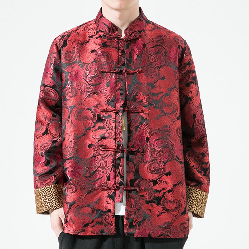 Cotton Stand-Collar Frog-Button Mindful Men's Jacket Shirt