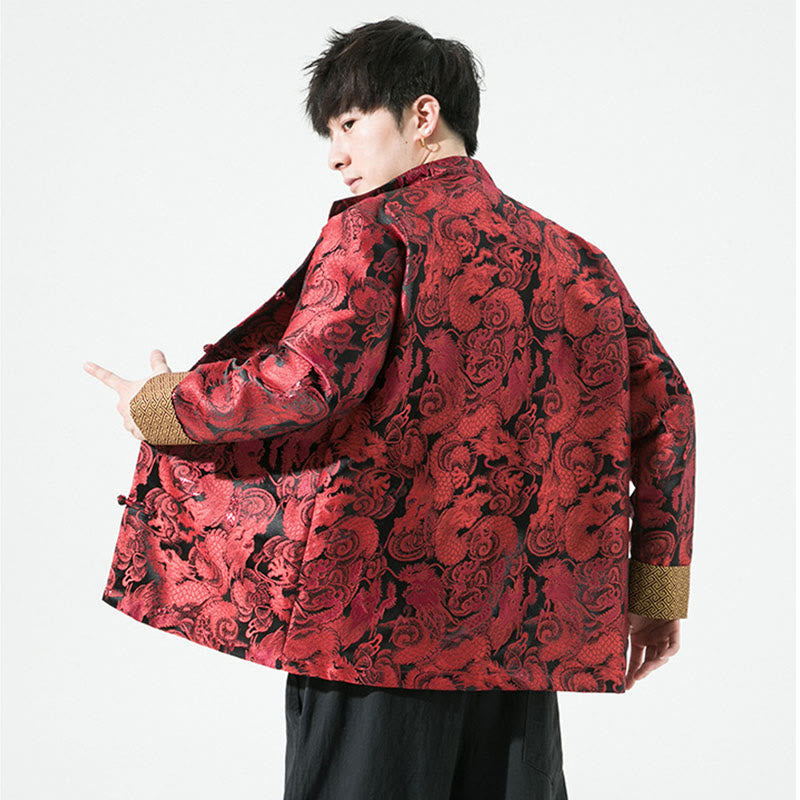 Cotton Stand-Collar Frog-Button Mindful Men's Jacket Shirt