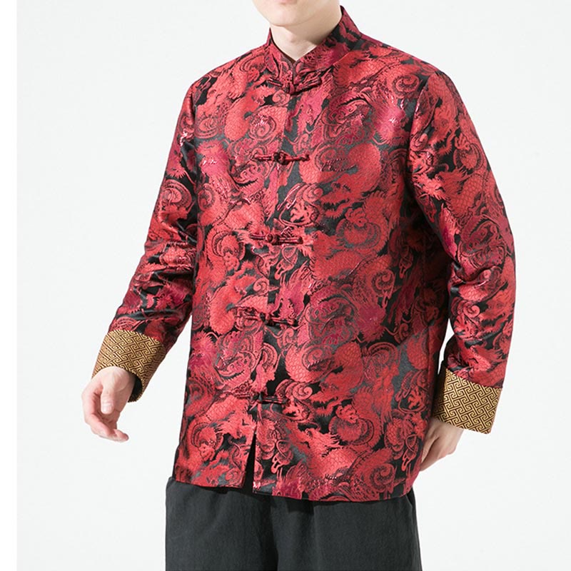 Cotton Stand-Collar Frog-Button Mindful Men's Jacket Shirt