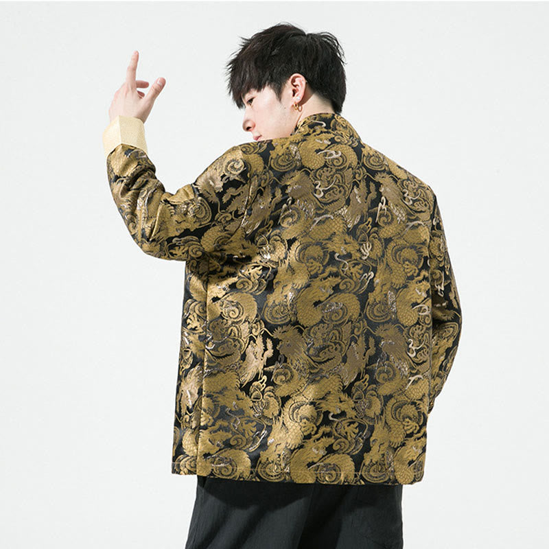 Cotton Stand-Collar Frog-Button Mindful Men's Jacket Shirt