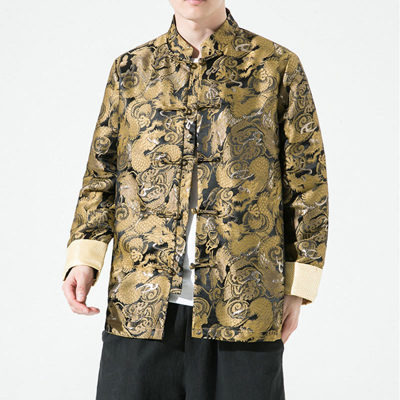 Cotton Stand-Collar Frog-Button Mindful Men's Jacket Shirt