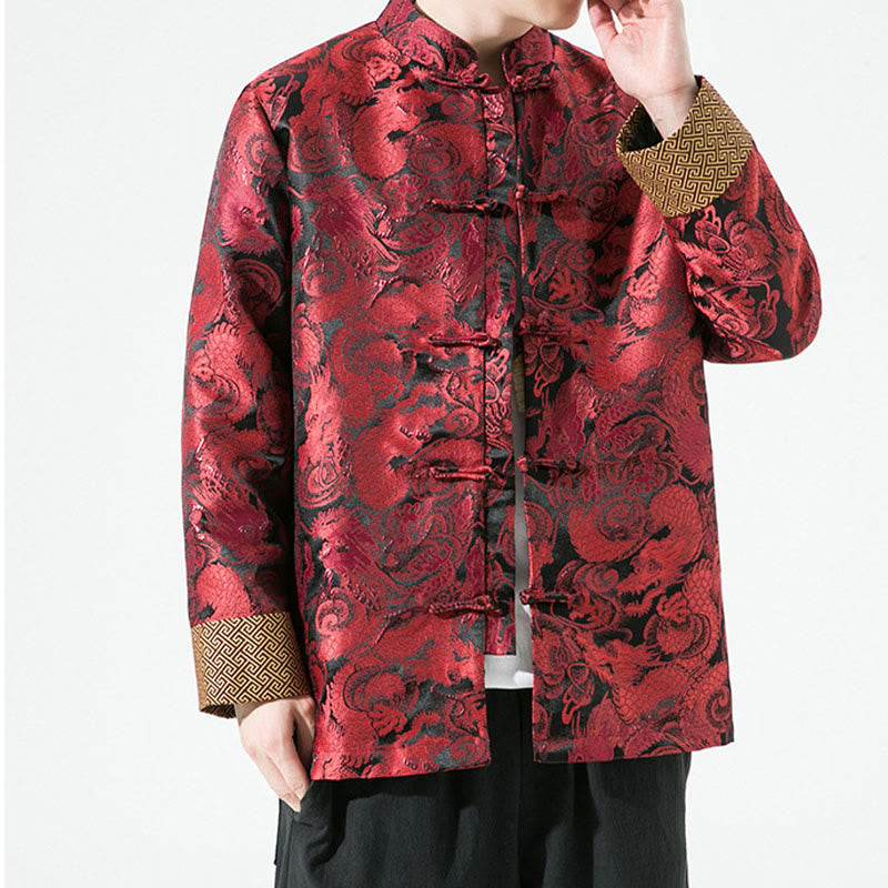 Cotton Stand-Collar Frog-Button Mindful Men's Jacket Shirt