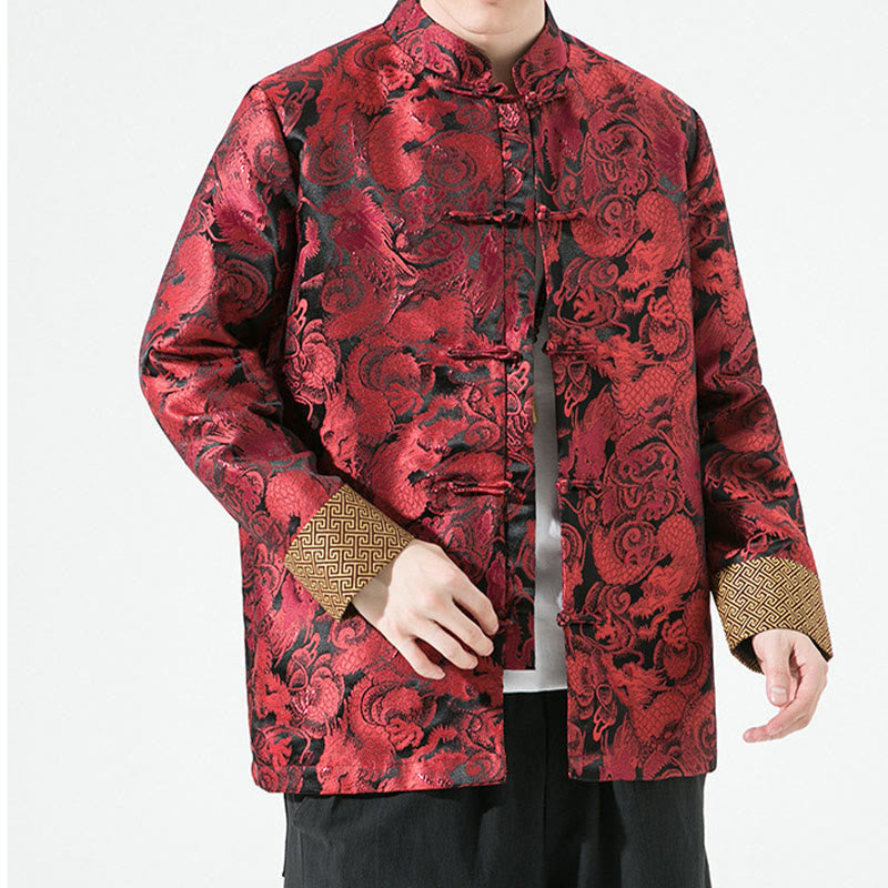 Cotton Stand-Collar Frog-Button Mindful Men's Jacket Shirt