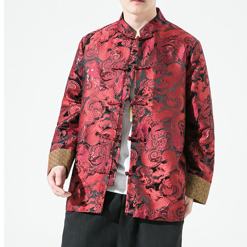 Cotton Stand-Collar Frog-Button Mindful Men's Jacket Shirt