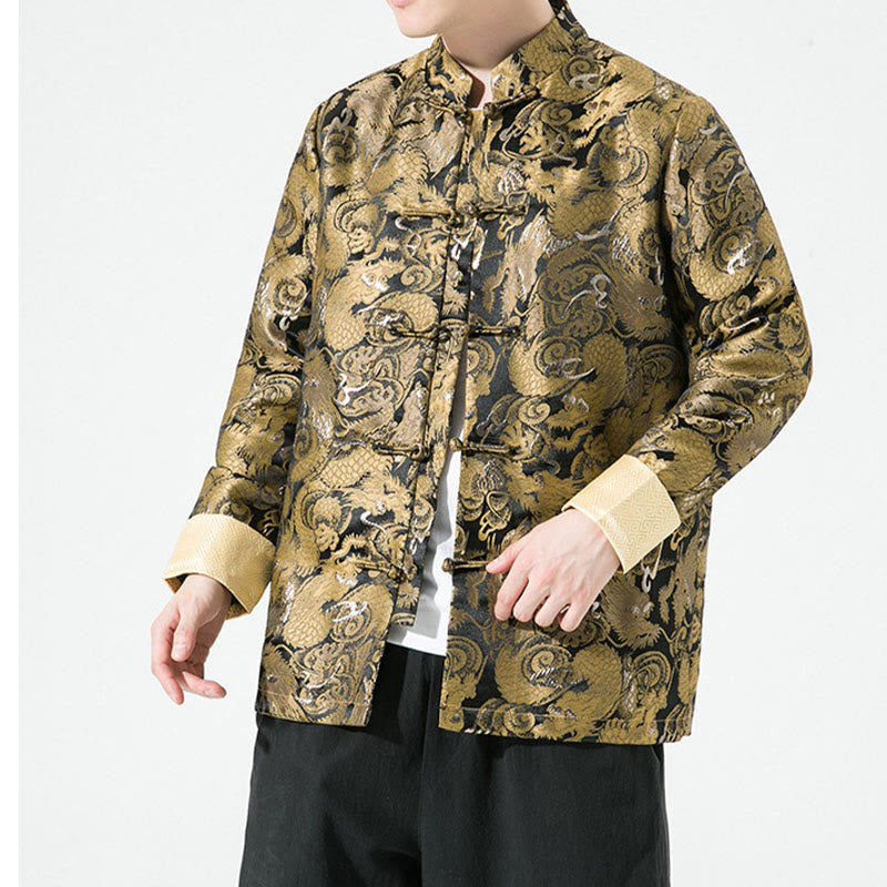 Cotton Stand-Collar Frog-Button Mindful Men's Jacket Shirt