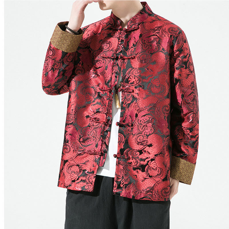 Cotton Stand-Collar Frog-Button Mindful Men's Jacket Shirt