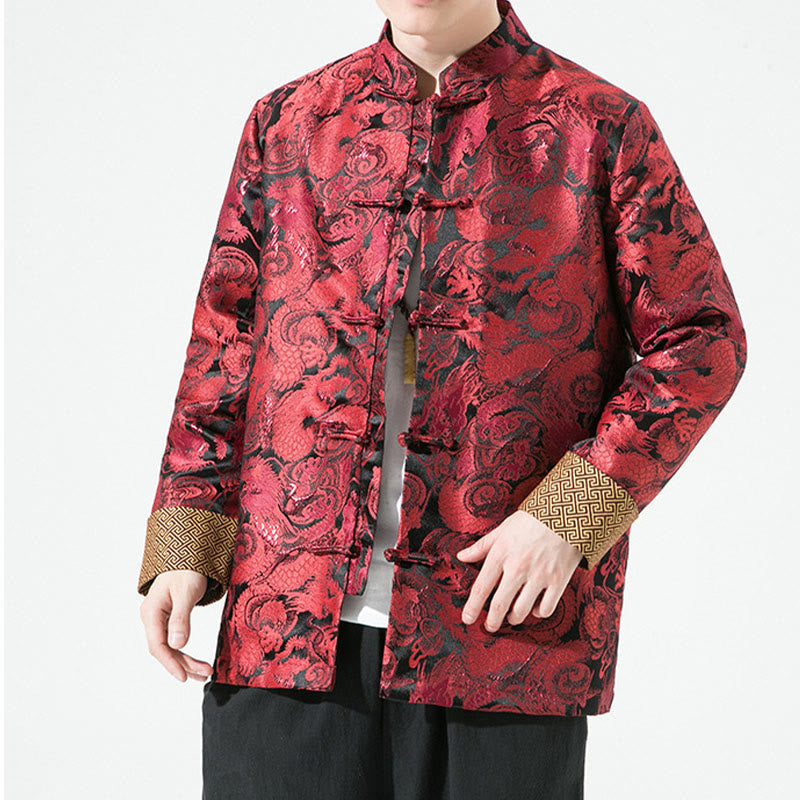 Cotton Stand-Collar Frog-Button Mindful Men's Jacket Shirt