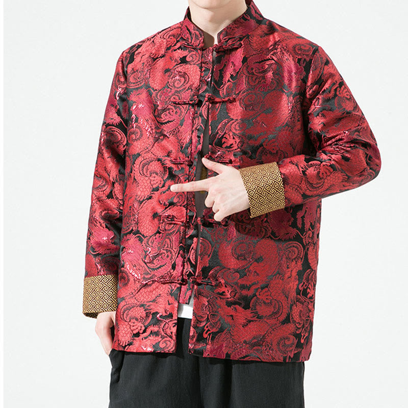 Cotton Stand-Collar Frog-Button Mindful Men's Jacket Shirt