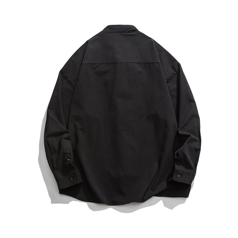 Cotton Stand-Collar Frog-Button Meditation Jacket Shirt