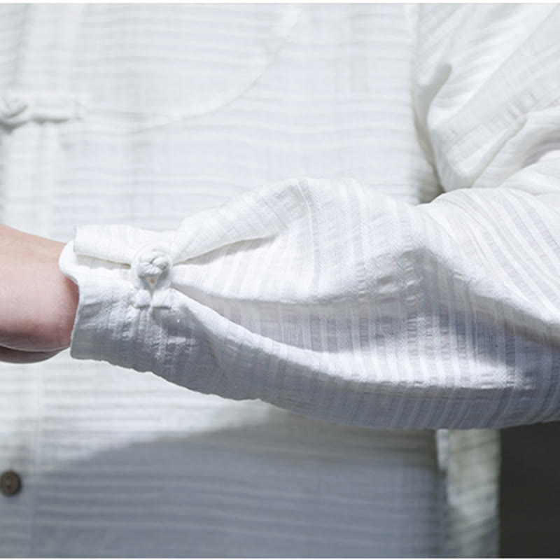 Solid Color Half Frog-button Tang Suit Cotton Linen Men's Jacket Shirt