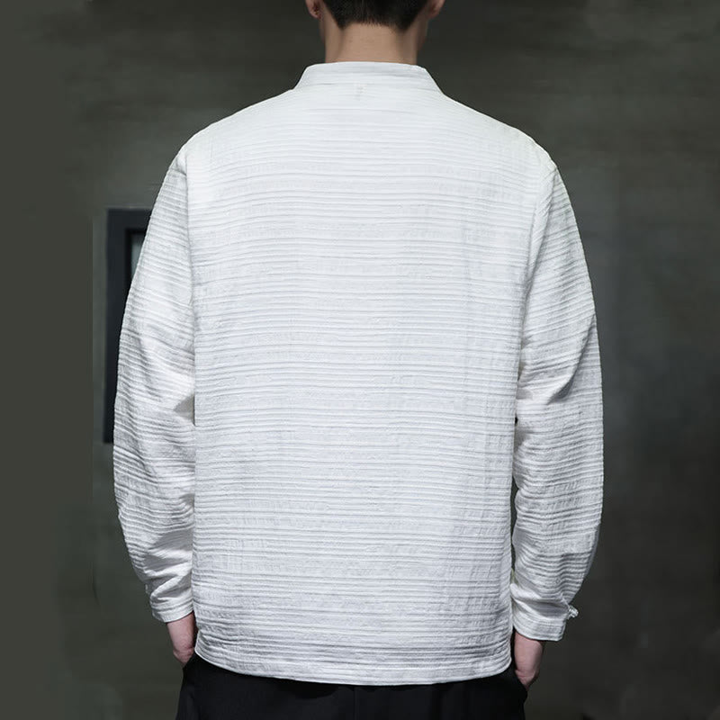Solid Color Half Frog-button Tang Suit Cotton Linen Men's Jacket Shirt